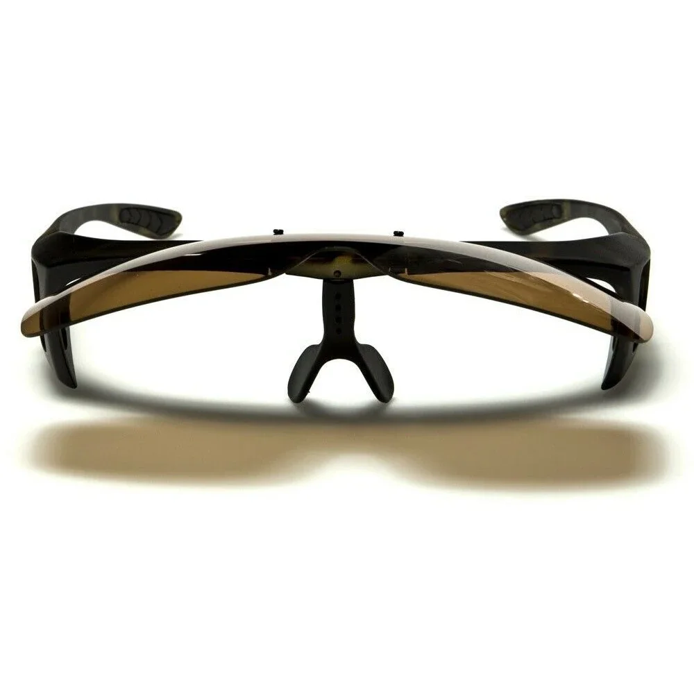 Polarized Flip-up Lens Tortoise Semi Rimless Over The Glasses Sunglasses